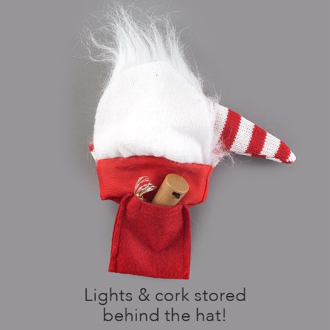 Sets of 2 Lighted Santa Gnome Cork Bottle Toppers