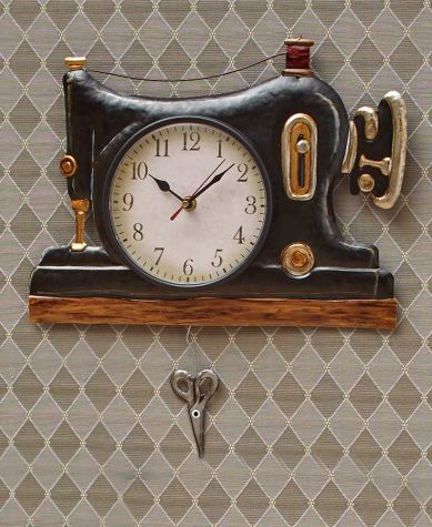 Retro Metal Pendulum Wall Clocks - Sewing Machine