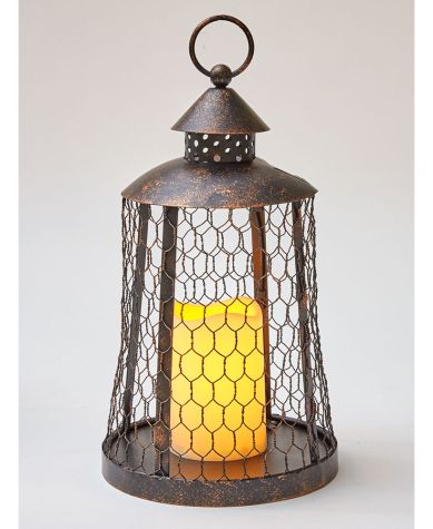 Oversized Solar Country Lanterns - Rustic Brown