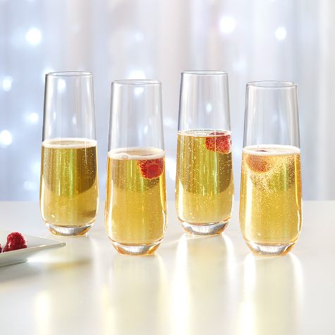 Set of 4 Stemless Champagne Flutes