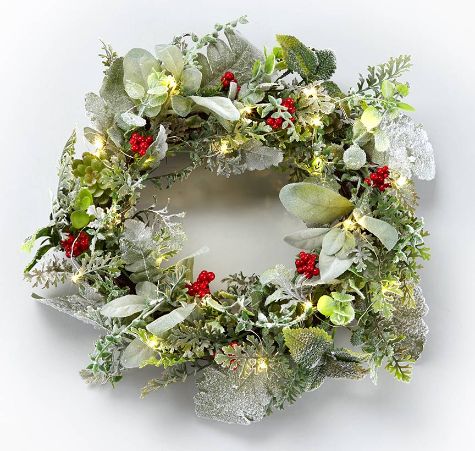 Lighted Snow Kissed Greenery Collection - Wreath