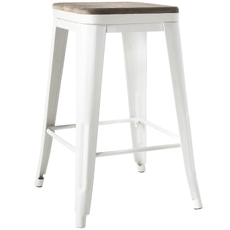 Metal and Wood Counter Stool - Counter White