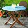Custom-Fit Wood-Look Table Covers - Blue