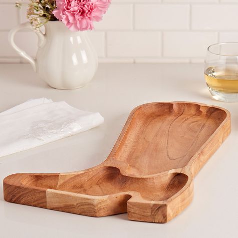 2-Section Dolly Parton Acacia Wood Boot Serving Tray