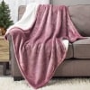 Coleman® Soft Fleece Sherpa Throw or Accent Pillow - Burgundy Rose Sherpa Throw