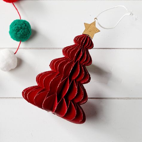 5-Tier Paper Tree Ornaments - Red