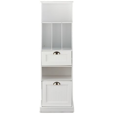 Mail Storage Tower with 2 Drawers - White
