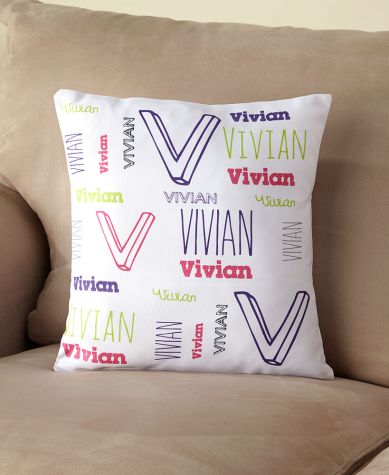 Kids' Personalized Name Art Sherpa Throws or Pillows