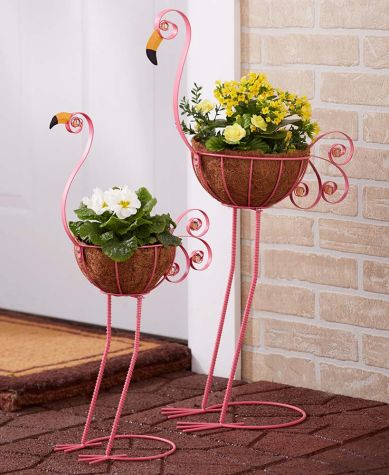 Sets of 2 Bird Planters - Flamingo