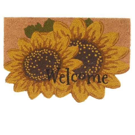 Shaped Harvest-Themed Coir Doormats - Sunflower