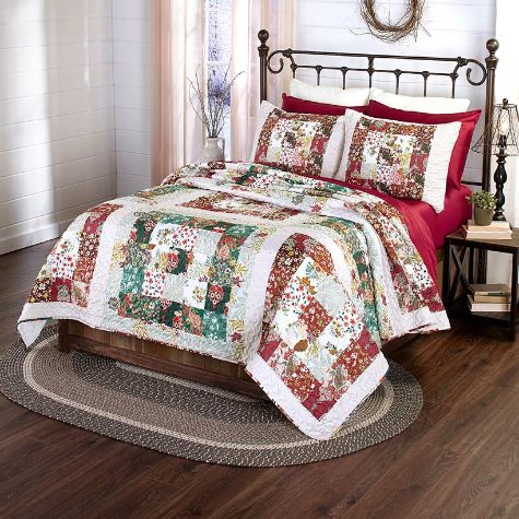 Oversized Floral Patch Quilt Set - Full/Queen