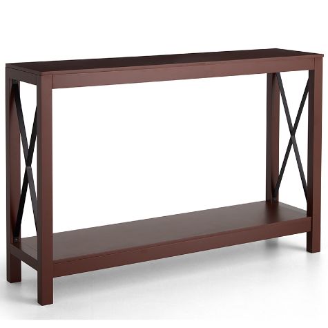 Console Table with X Design Sides - Walnut