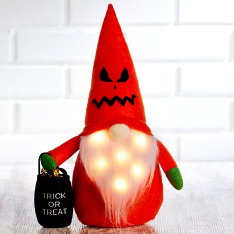 Lighted Trick or Treater Gnomes - Jack-o'-Lantern