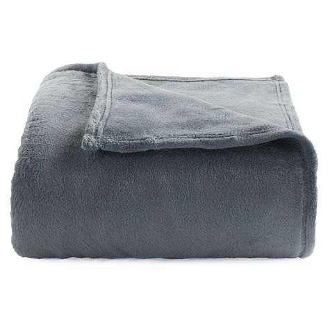 Plush Bed Blankets - Dark Gray Twin