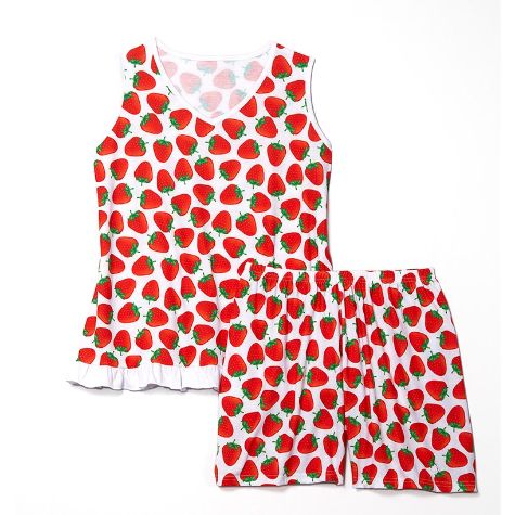 Novelty Print Shorty Pajama Sets - Strawberry Medium