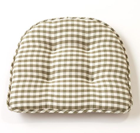 Gingham Check Gripper® Seat Cushions - Thyme
