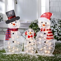 3-Pc. Lighted Snowman Family