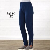 Comfortable Knit Pants with Button Detail