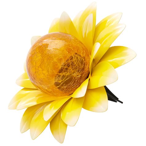 Solar Gazing Ball Blooming Flowers - Yellow