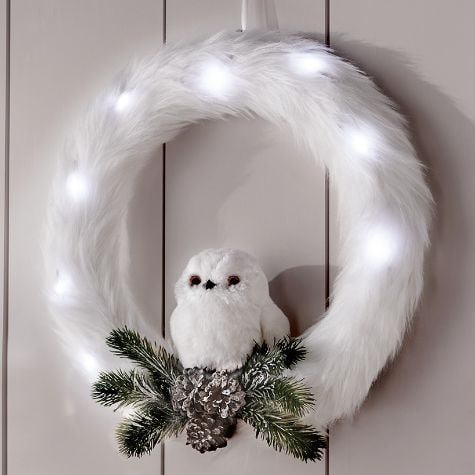 Woodland Winter Decor Accents - Snowy Owl Wreath