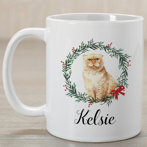Personalized Christmas Cat Coffee Mugs