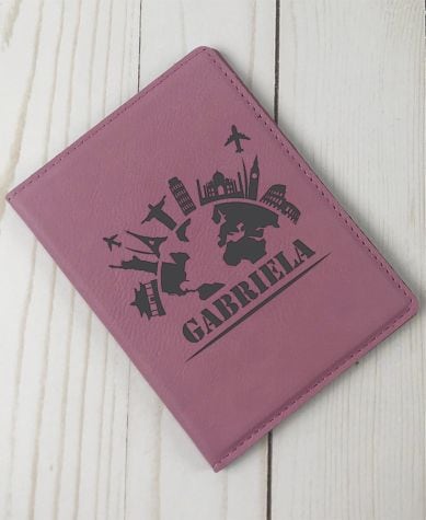 Personalized Passport Holders - Pink Skyline