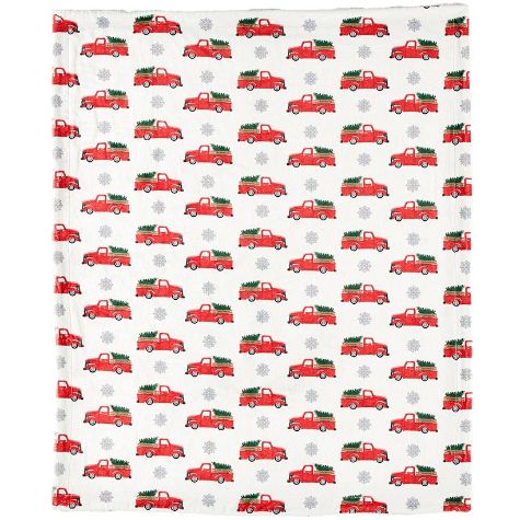 50" x 60" Sherpa Printed Throws - Red Trucks