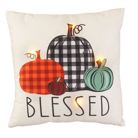 16" Lighted Harvest Accent Pillows - Blessed Pumpkins