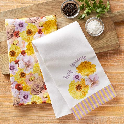 Sets of 2 Purple Floral Towels