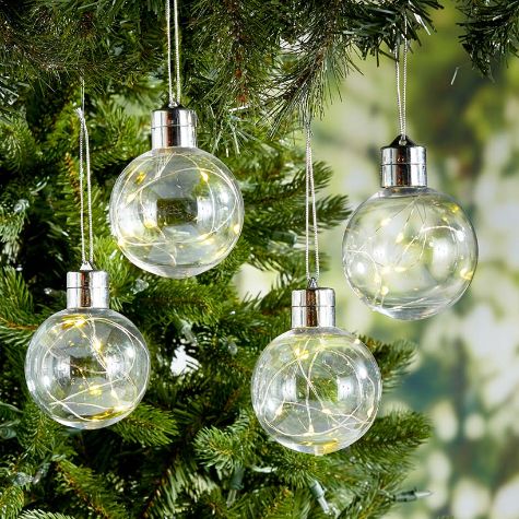 Sets of 4 Fairy Light Ornaments