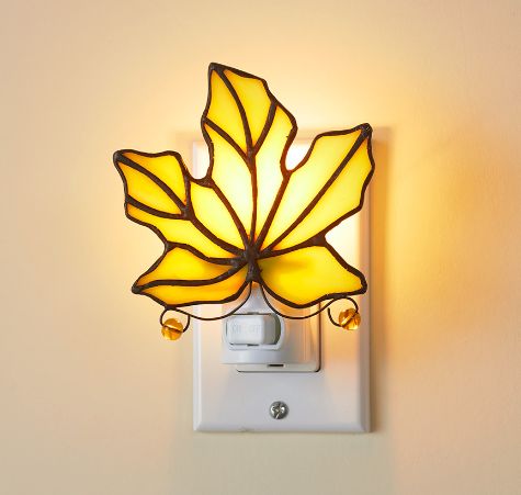 Stained Glass Leaf Lamp or Nightlight