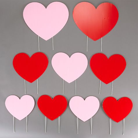 Set of 9 Heart Yard Stakes