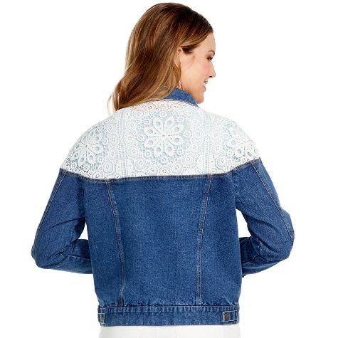 Denim Jacket with Lace Detailing