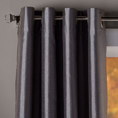 Solid Faux Silk Short Panel Blackout Curtain - 36" Curtain Silver