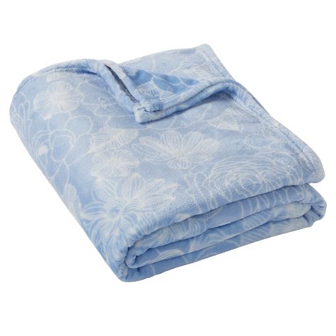 Spring Patterned Plush Printed Throws - Quilted Printed Throw Blue