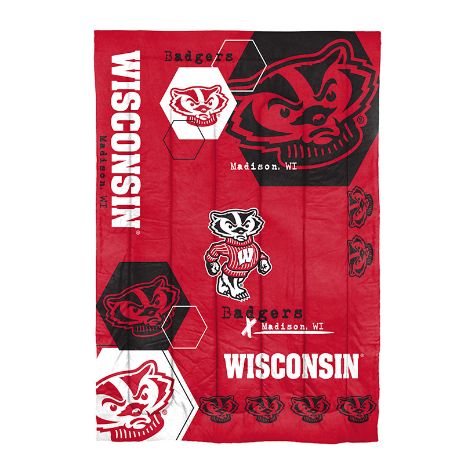 NCAA Hexagon Comforter Set - Wisconsin Twin