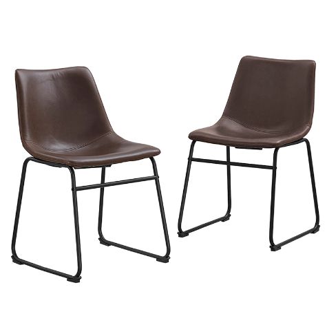Set of 2 18" Industrial Faux Leather Dining Chairs