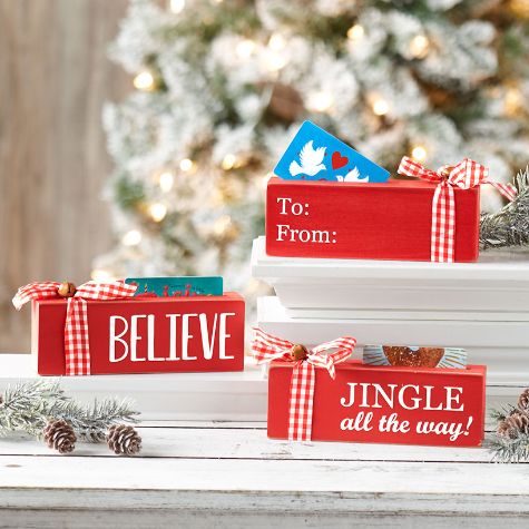 Set of 3 Holiday Block Gift Card Holders