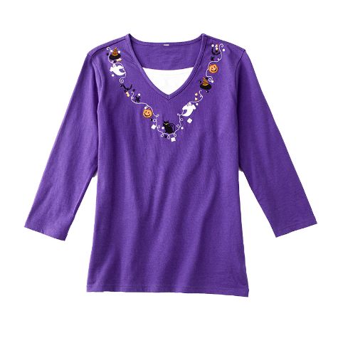 Festive Themed Embroidered Tops - Halloween Medium