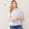 3/4-Sleeve Striped Cotton Shirt