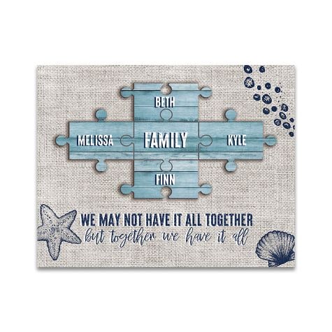 Personalized Family Puzzle Wall Signs - Coastal 11" x 14"