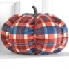 Decorative Harvest Plush Pumpkins - Navy Plaid Large