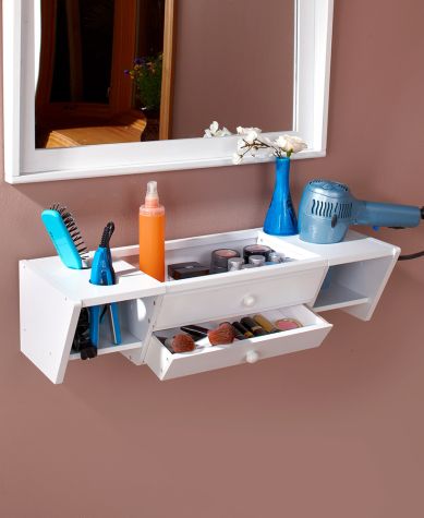 Wall-Mounted Bathroom Vanity Shelves - White