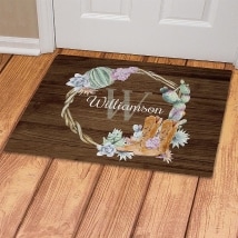 Personalized Watercolor Succulents and Cowboy Boots Doormat