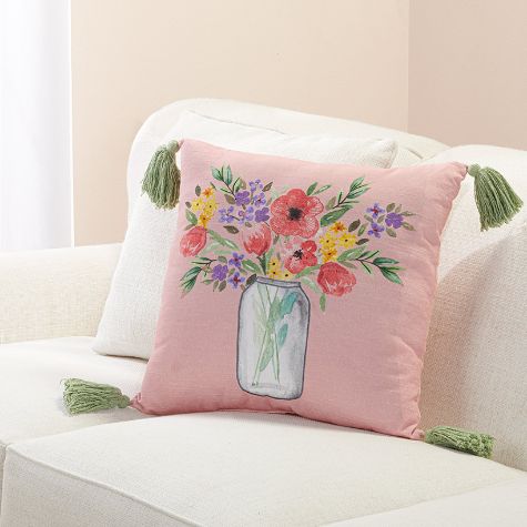 Springtime Floral Bouquet Accent Pillows - Multicolored Bouquet