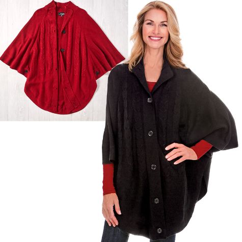 Button-Front Sweater Ponchos