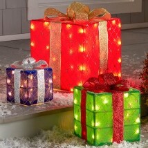 Set of 3 Lighted Gift Boxes