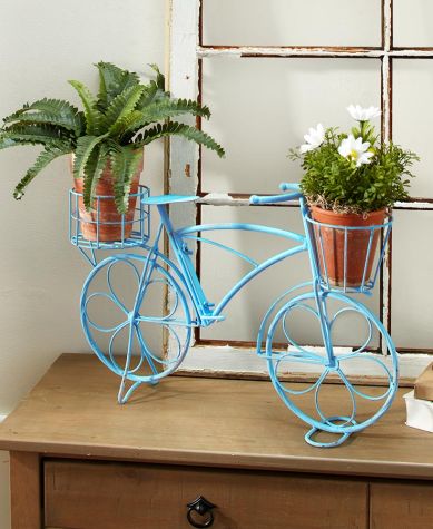 Vintage Metal Bike Planters - Blue