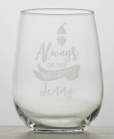 Personalized Etched Wine or Beer Glass - Holiday Wine Glass