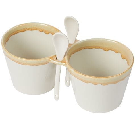 Double Dip Bowls with Spoons - Double Dip Bowls with Spoon Ivory